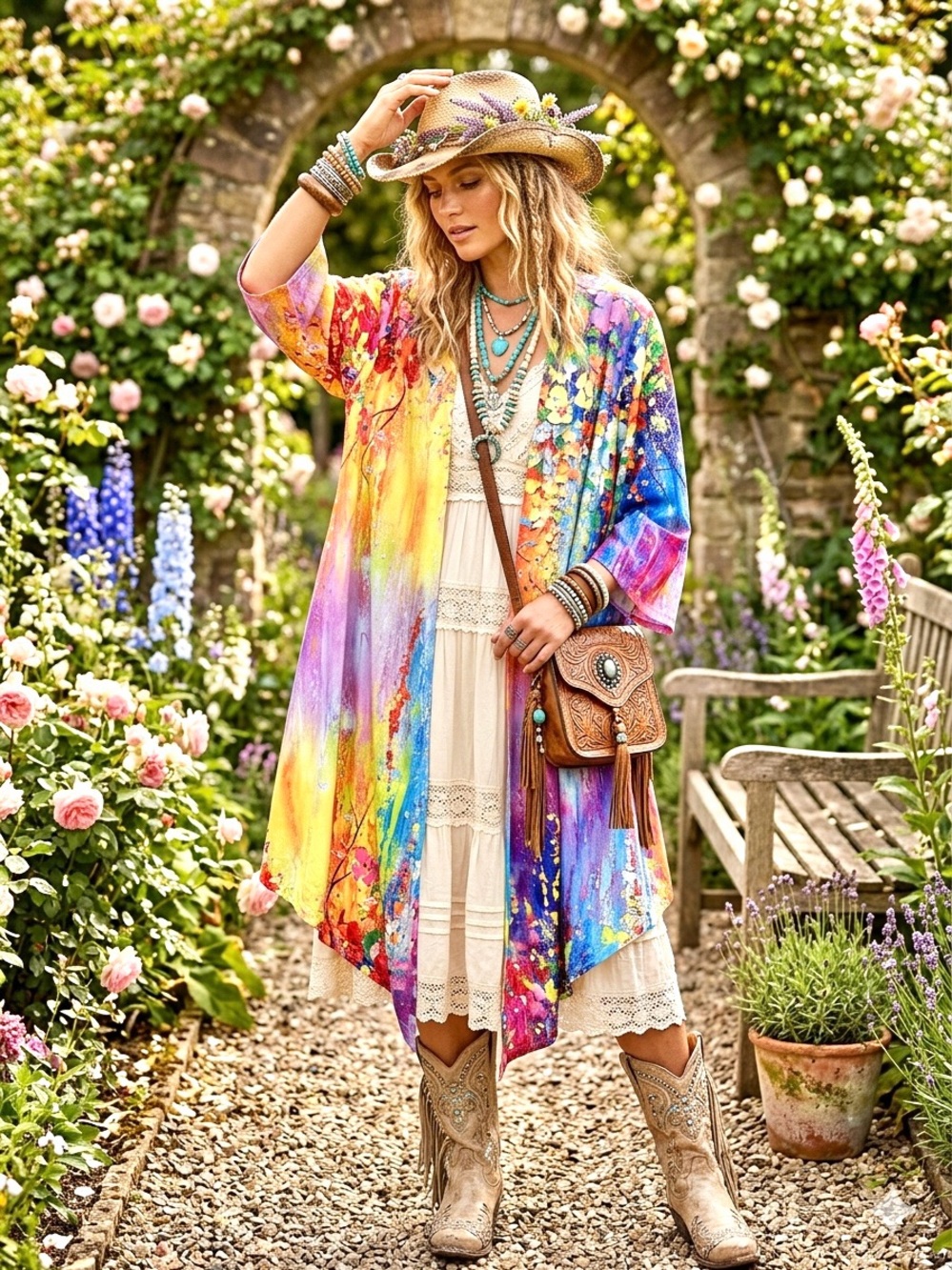 Dreamy open front boho cardigan w shabby chic resort vacay beach vibe
